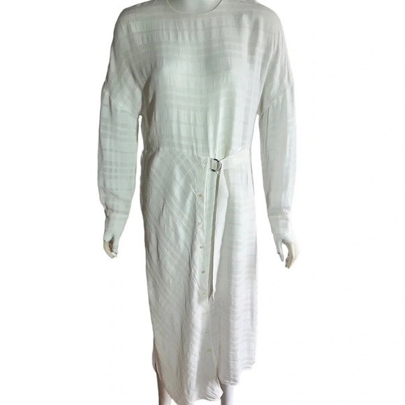 All Saints Penny Viscose Long Sleeve Button Down Shirt Dress White Size Small S - Picture 3 of 11